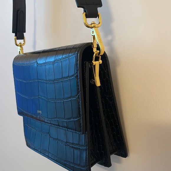 JW Pei Mini Flap Crossbody in Black Croc - Picture 3 of 4
